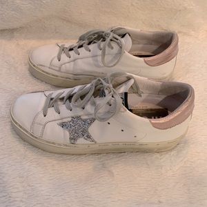 Golden Goose Hi Star Sneakers with Glittery Star